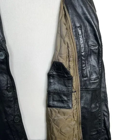 Wilson's Leather VTG 90s Leather Long Blazer Jacket Thinsulate Zip Out Liner 1X